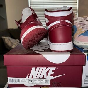 Jordan Kids Burgundy and White Sneakers